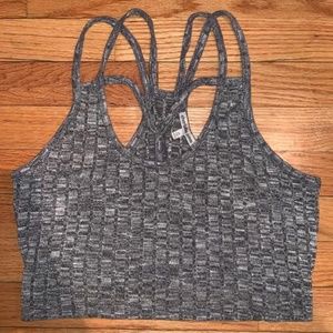 Charlotte Russe Jersey Grey Strappy Crop Top Tank